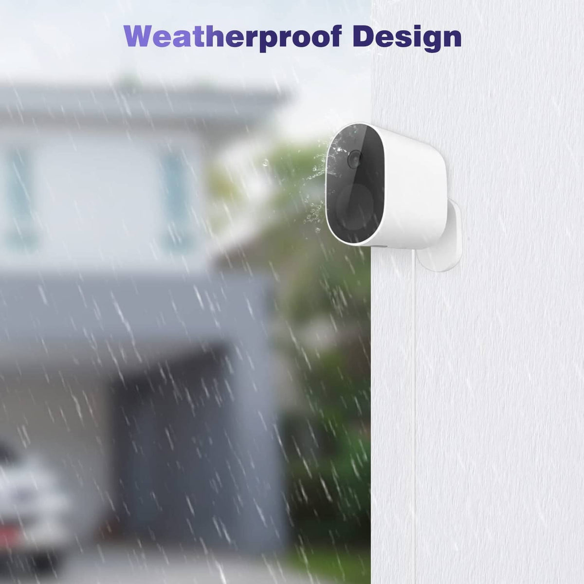 White USB-A to USB-C cable with weatherproof design for outdoor camera mounting