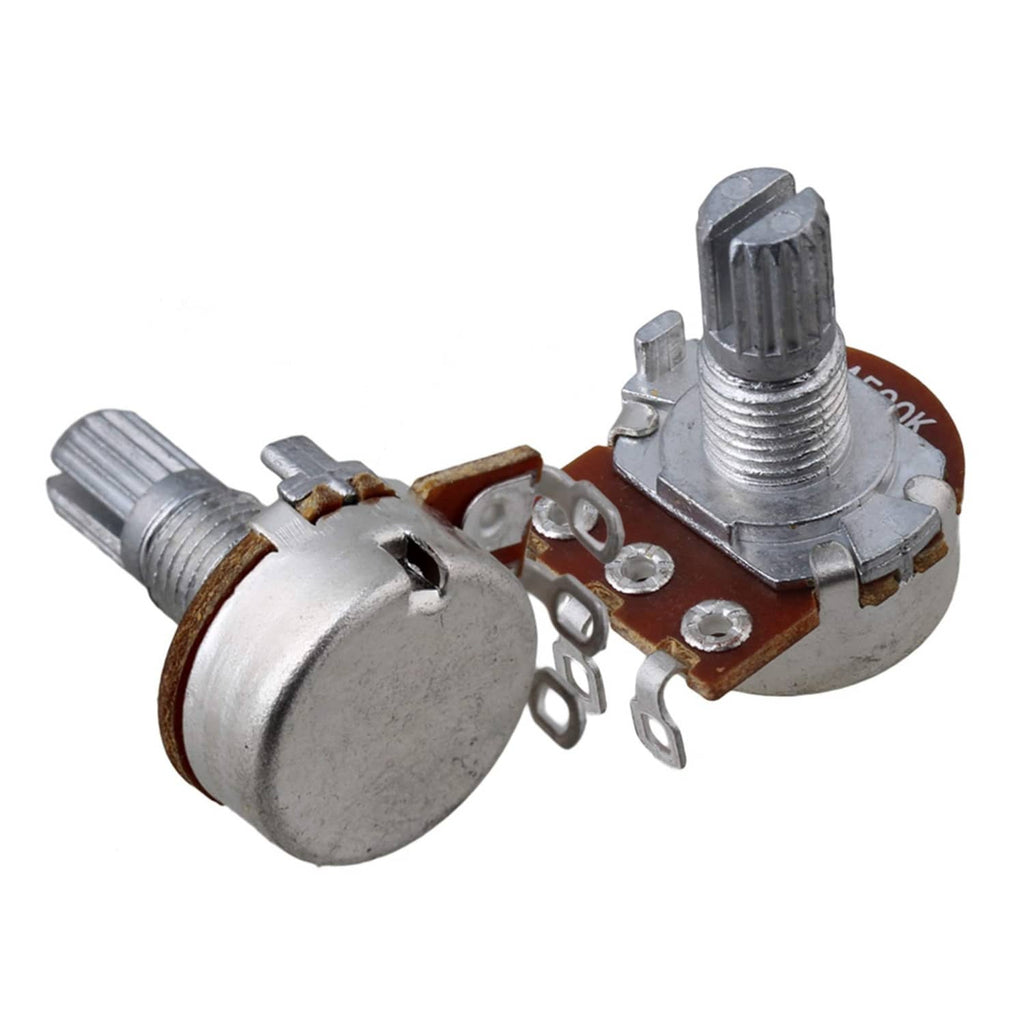 Single metal guitar volume/tone potentiometer with knurled shaft, A500k rating