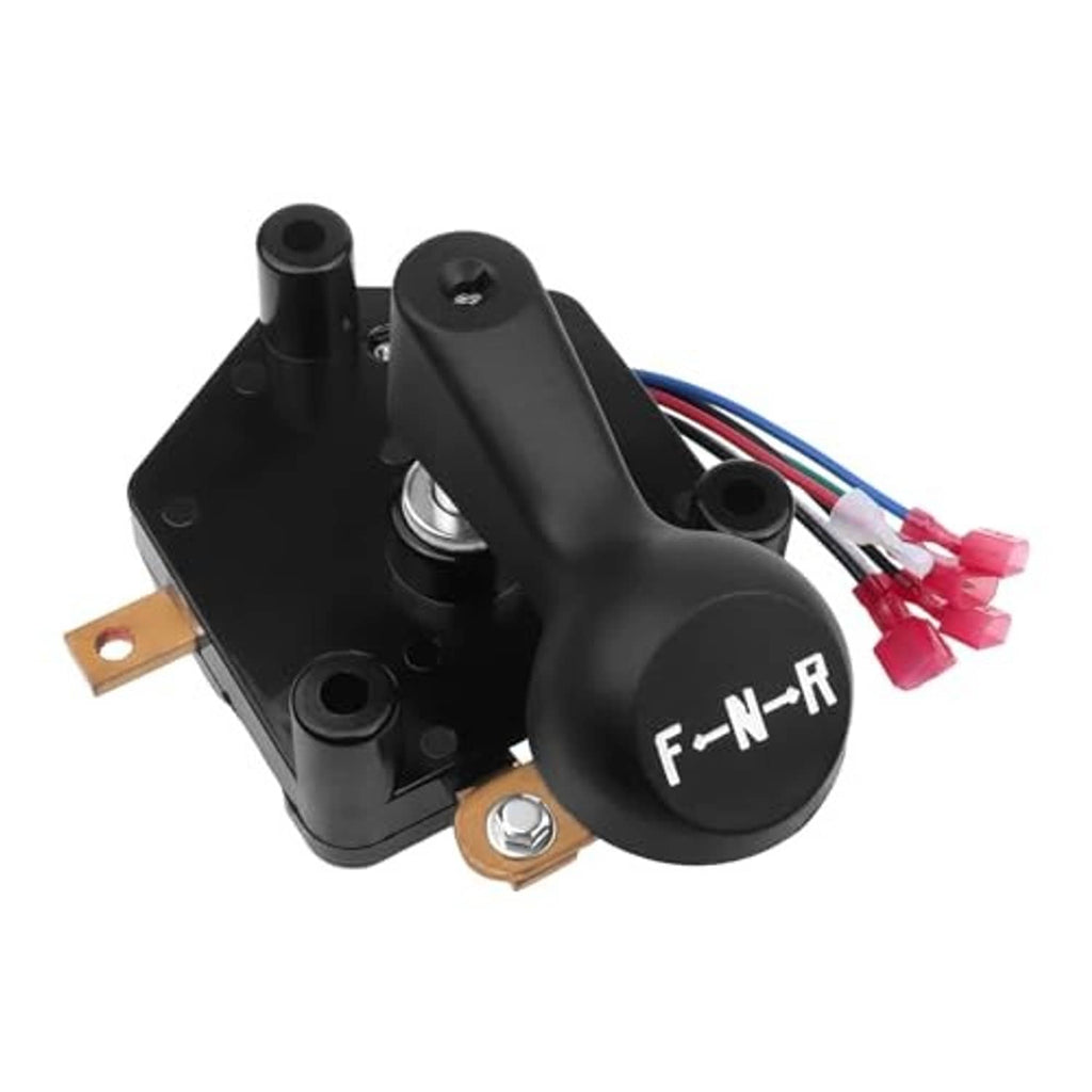 Forward/reverse switch assembly with black lever, F-N-R label, and red wire connectors