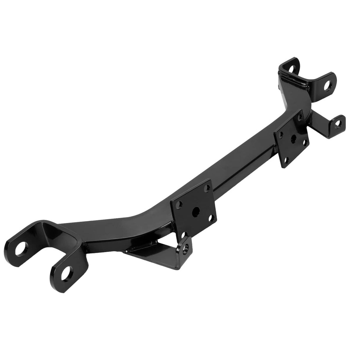 Black drop axle lift assembly with angled arms and mounting plate brackets