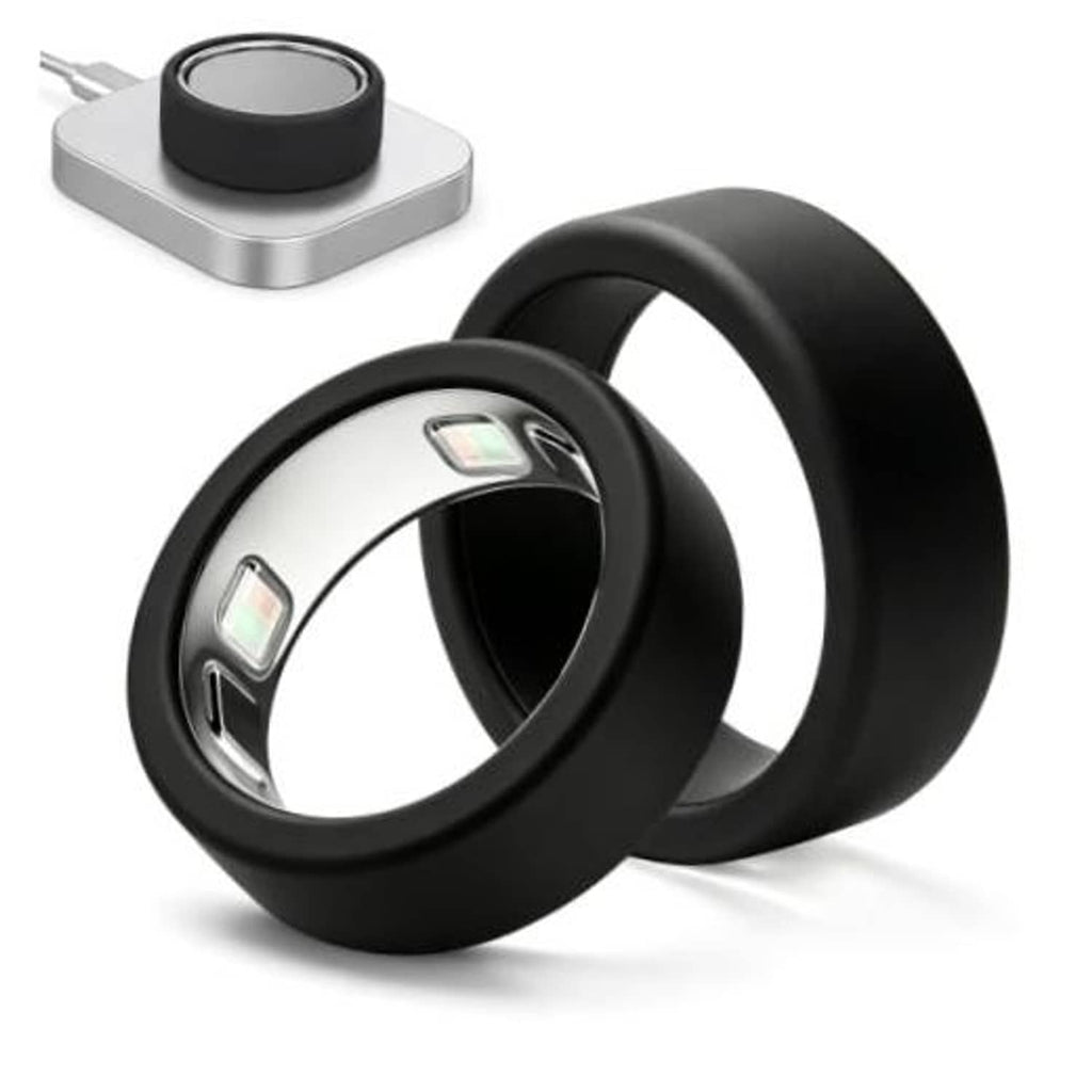 Black silicone smart ring cover set with two sleeves