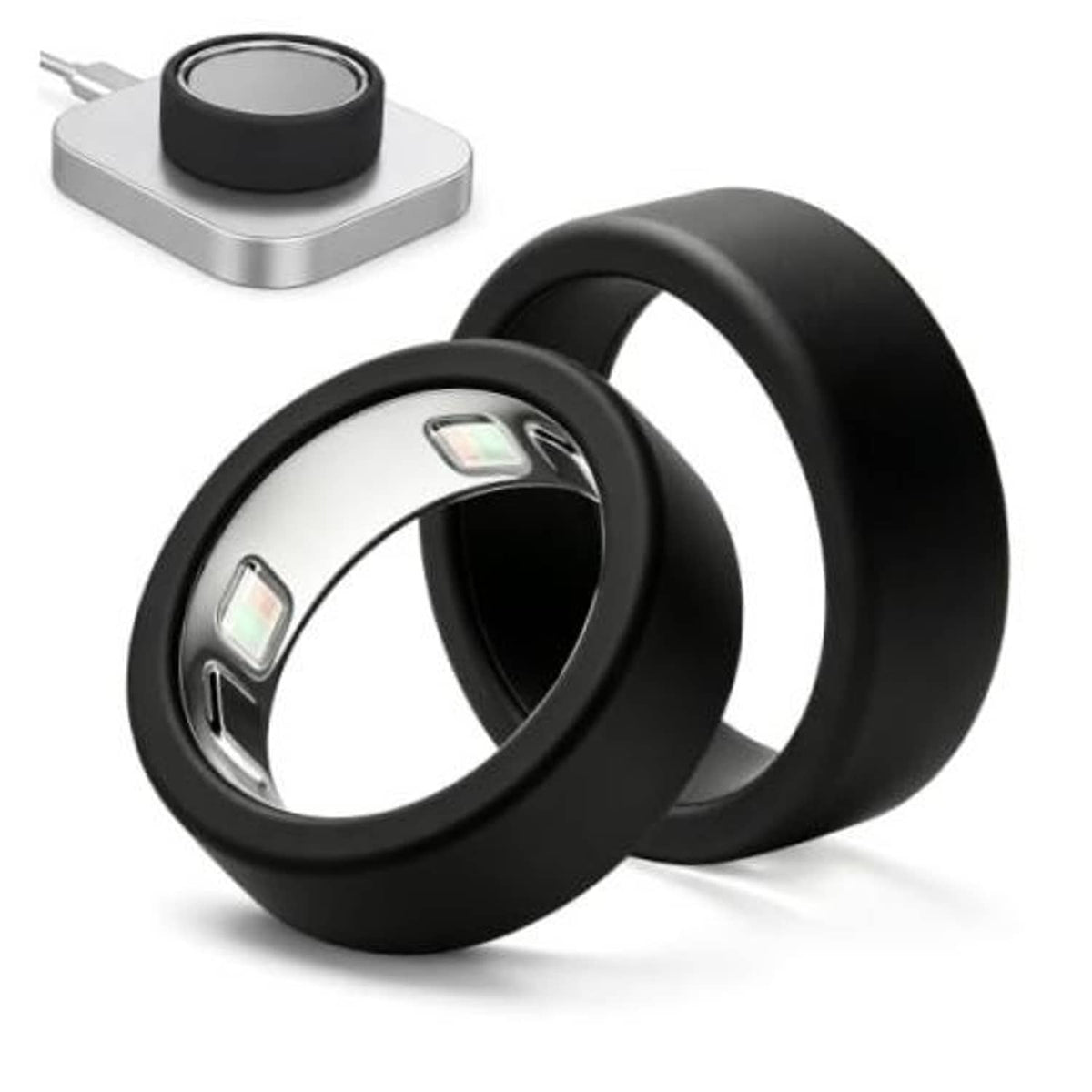 Black silicone smart ring cover set with two sleeves