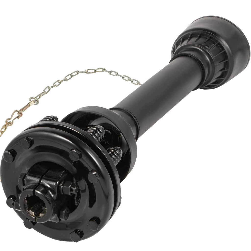 PTO drive shaft with slip clutch and chain, black metal stub end