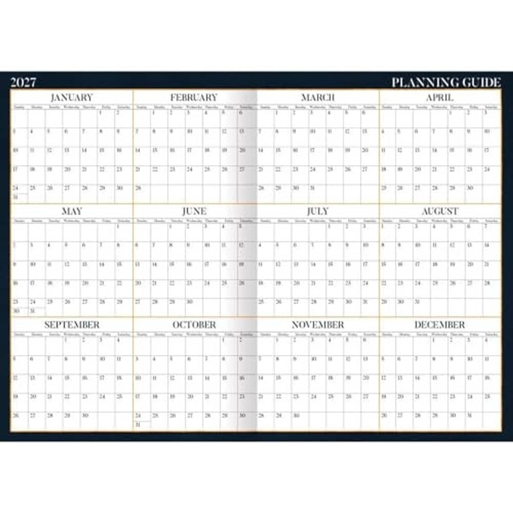 Planning guide calendar grid spread for a Lang 13-month pocket planner