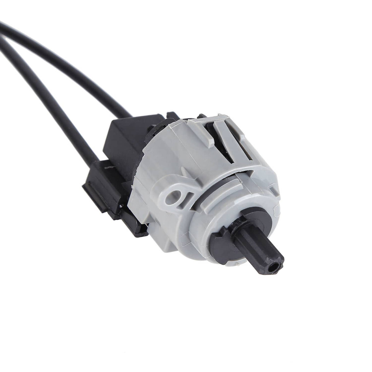 HVAC control switch with black electrical connector and gray actuator housing