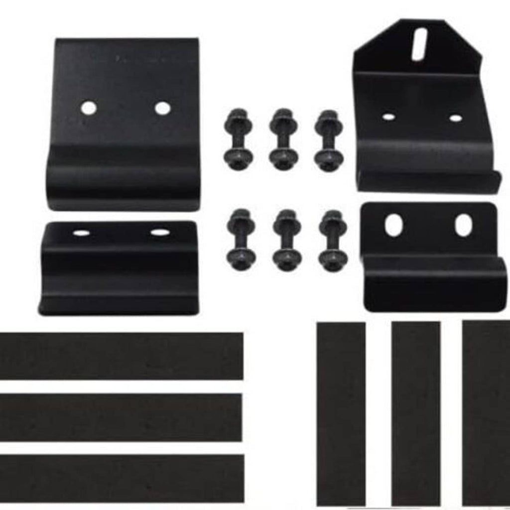 LED light bar mounting brackets and hardware set with black plates and screws