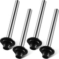 Set of four sink overflow pipes, silver stainless steel with black rubber bases