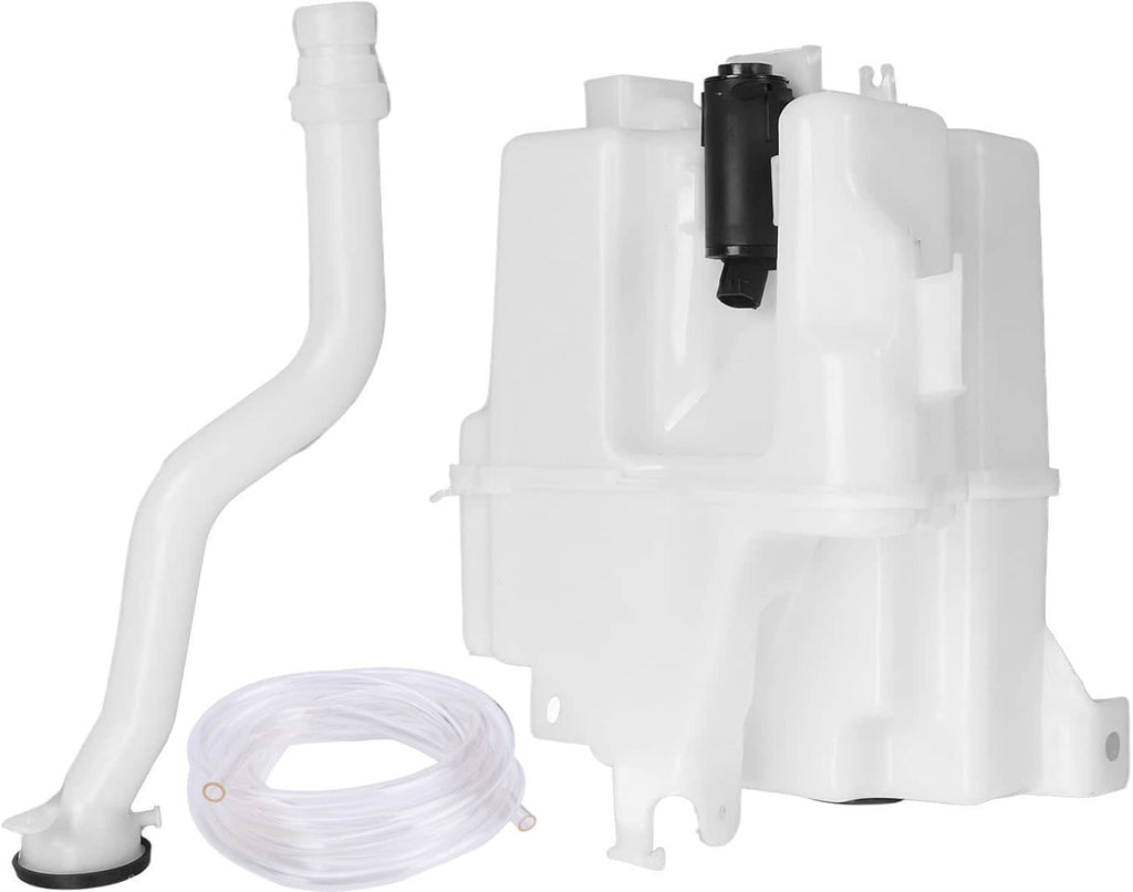 Windshield washer reservoir expansion tank kit with white plastic tank and hose set