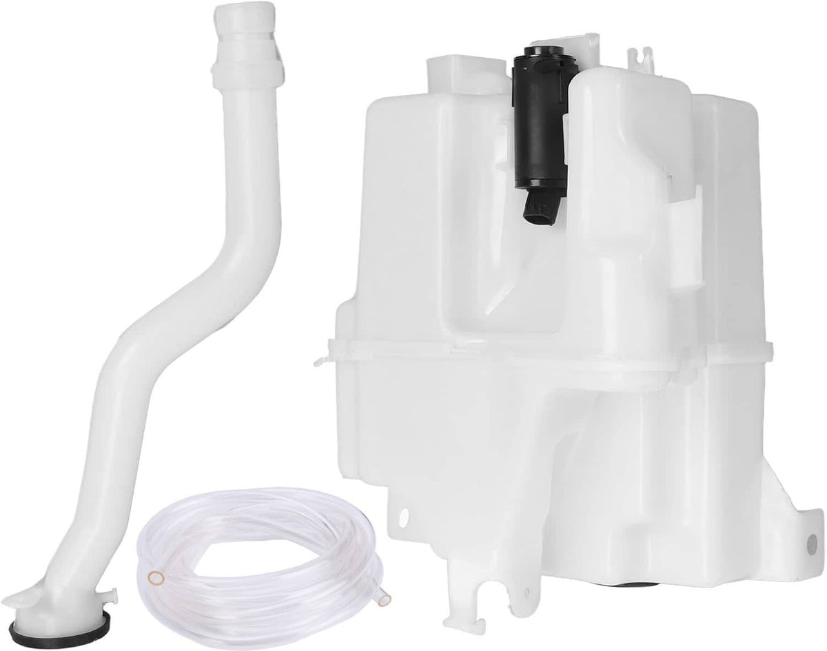 Windshield washer reservoir expansion tank kit with white plastic tank and hose set