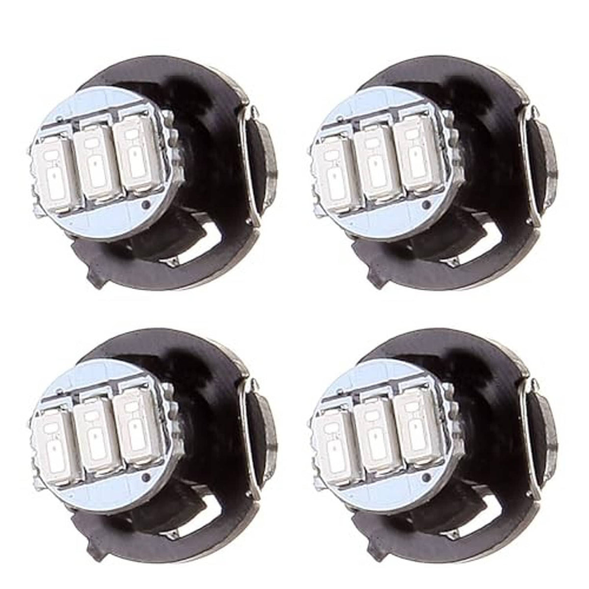 LED wedge light bulbs, black base with rectangular multi-LED chip face, 4-pack set