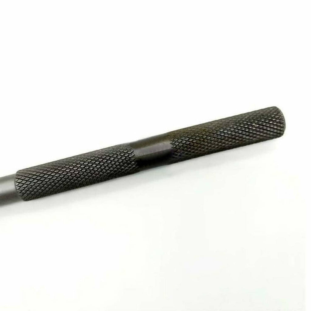 Engine valve guide tool handle with textured grip and smooth metal shaft end