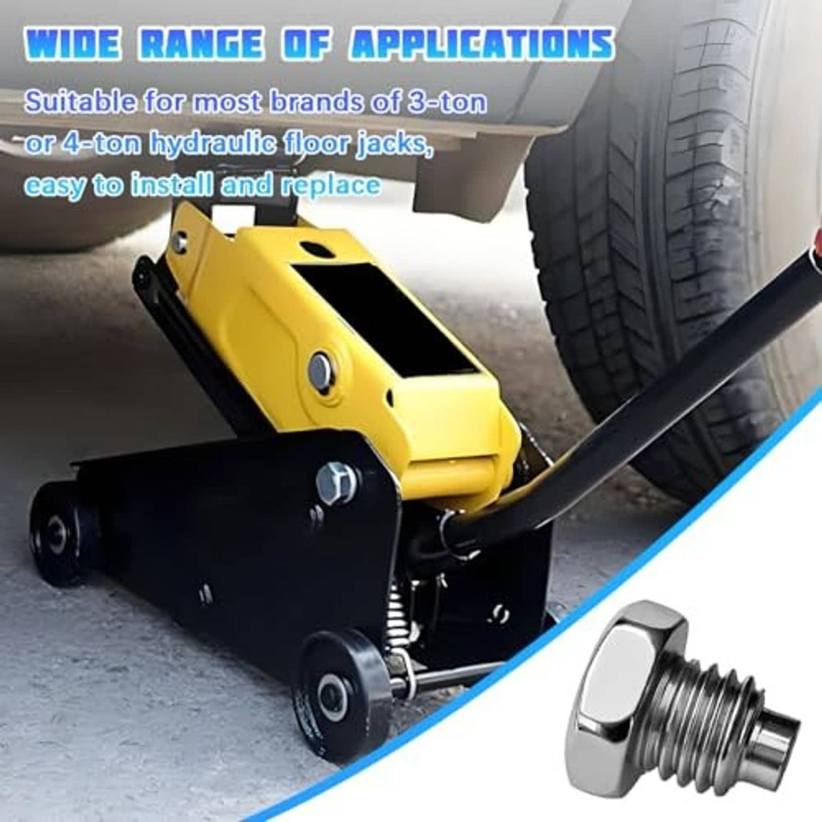 Hydraulic jack handle fixing screw bolt, chrome hex head with threaded end