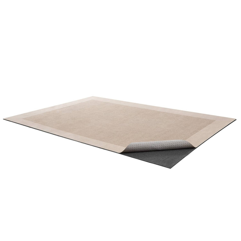 Beige felt rug pad with gray rubber backing, non-slip underlay