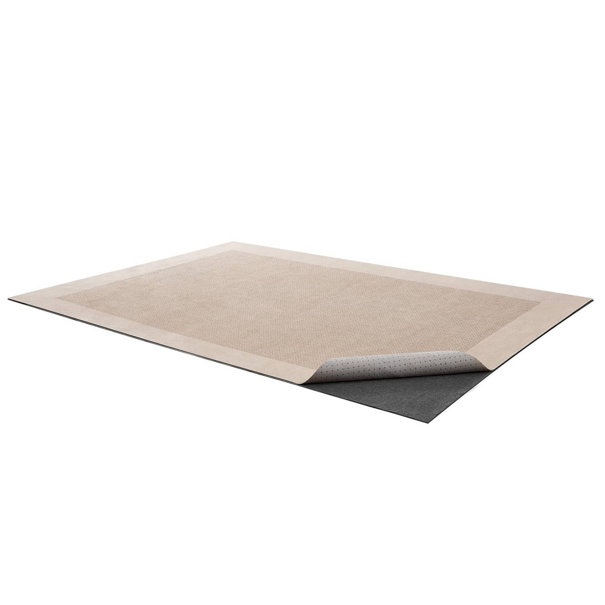 Beige felt rug pad with gray rubber backing, non-slip underlay