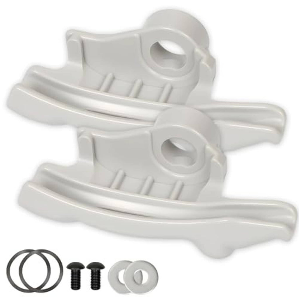 Low-profile nylon tire demount head kit, two white plastic heads and hardware pieces