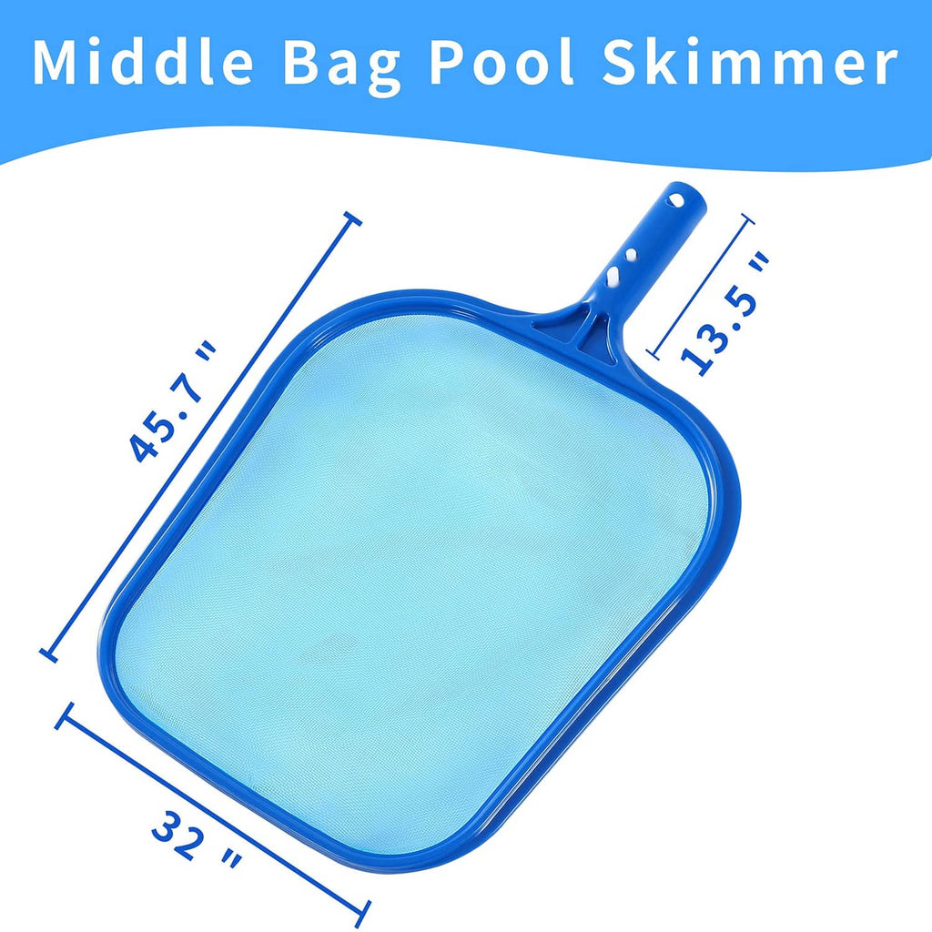 Light blue pool skimmer net flat screen head with blue handle