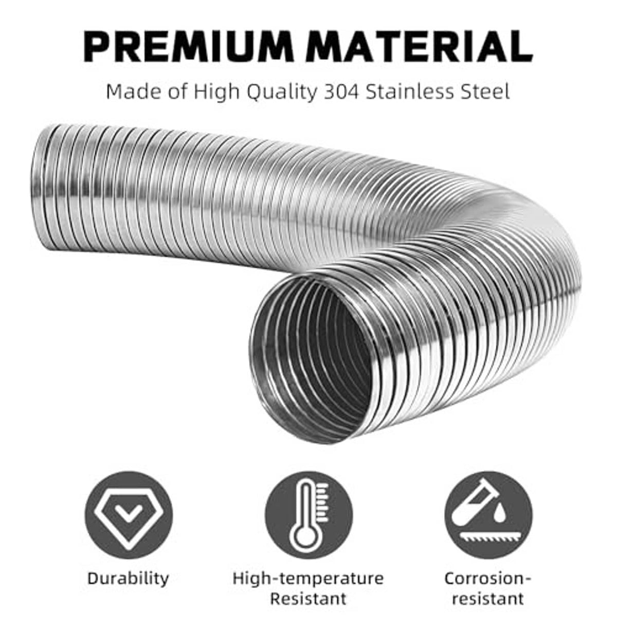 304 stainless steel exhaust flex pipe, corrugated design with sealed ends