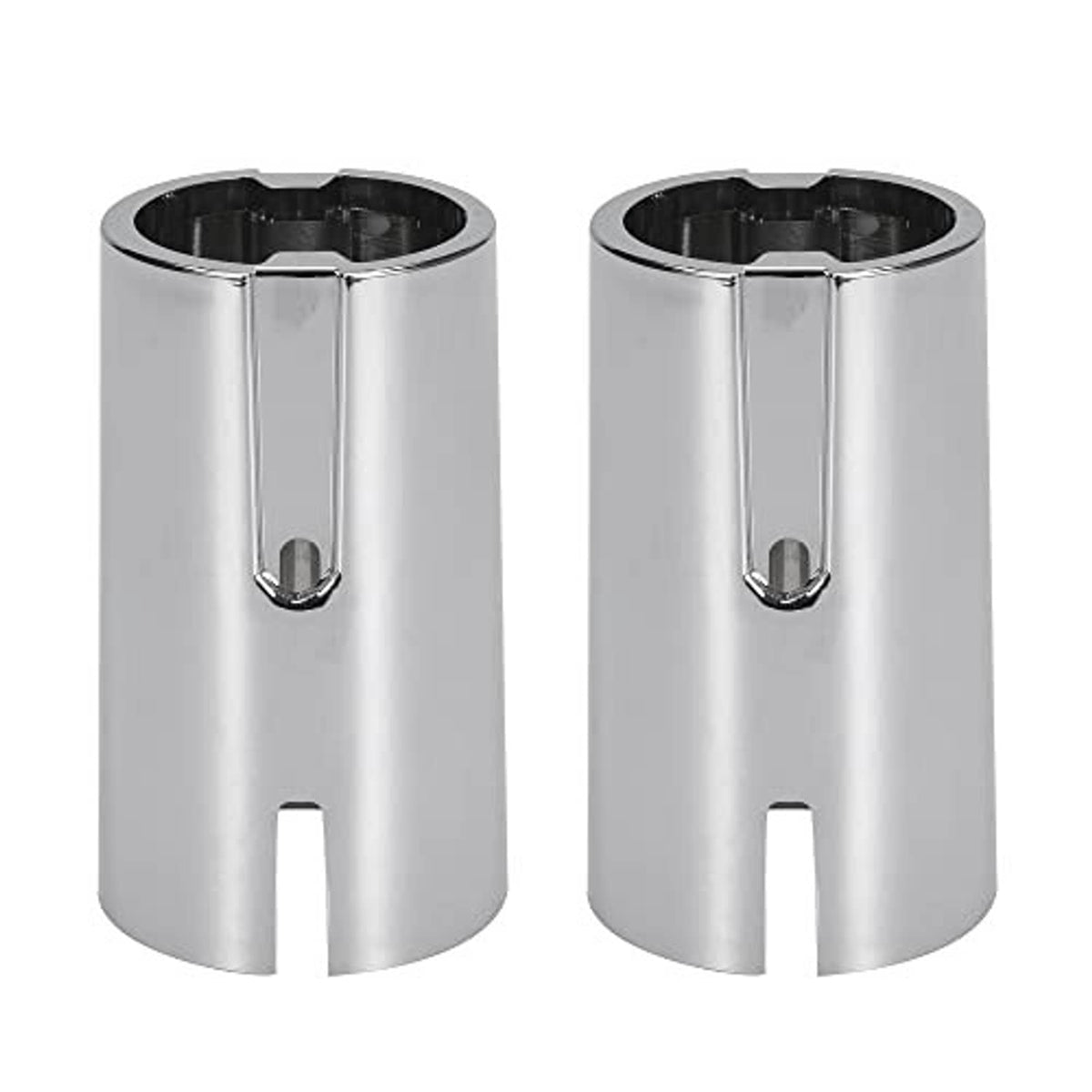 Two silver lower shift knob covers, circular top opening, vertical slot