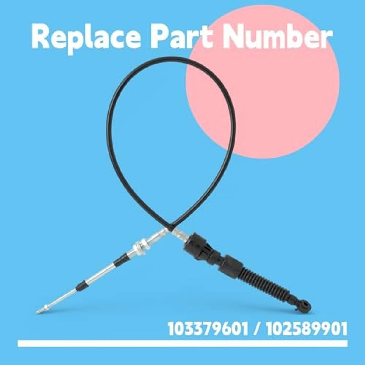 Transmission shift cable with black coil section and two metal cable ends