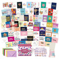 Birthday greeting card assortment with colorful front designs in 5x7 size