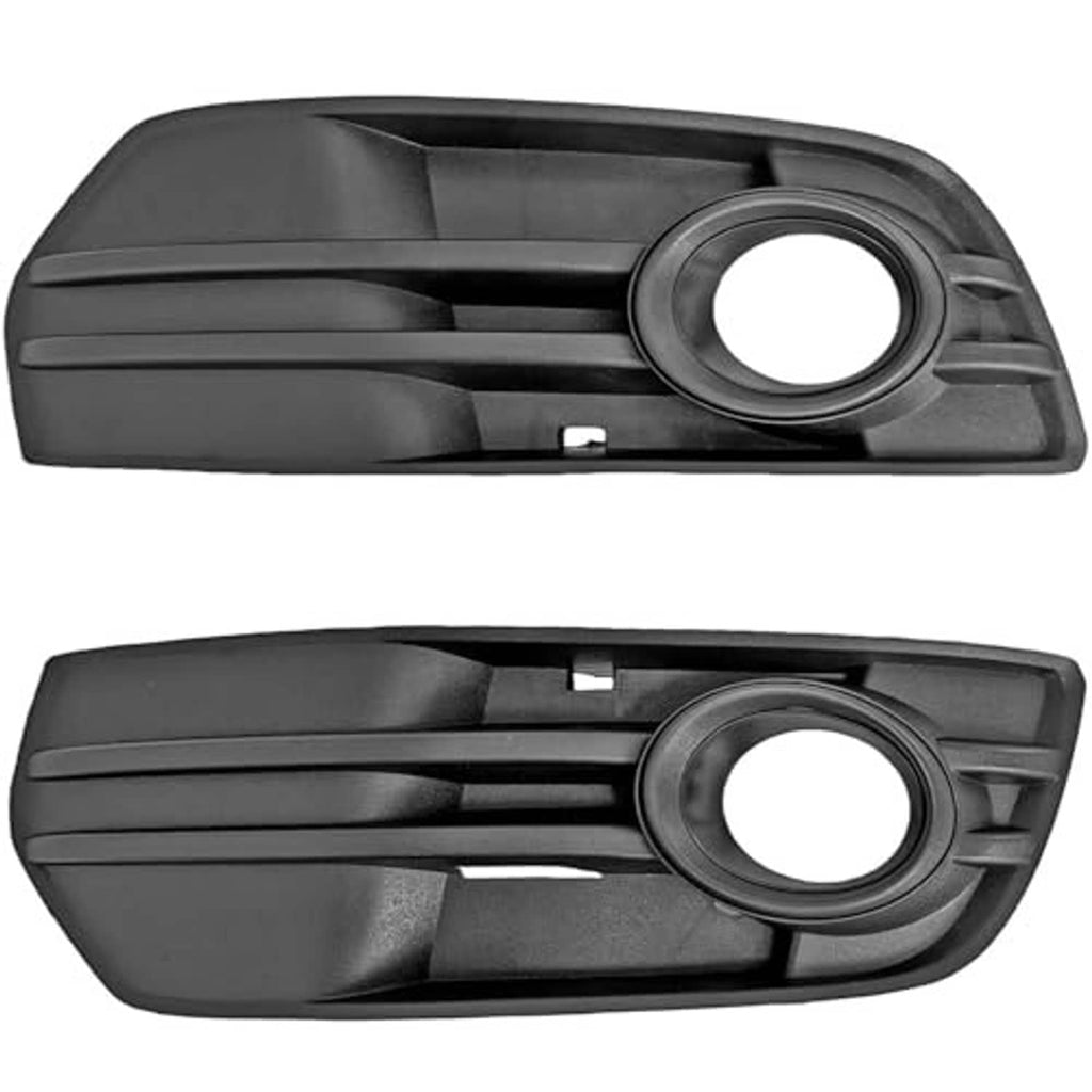 Black fog light grille insert covers with round opening, pair