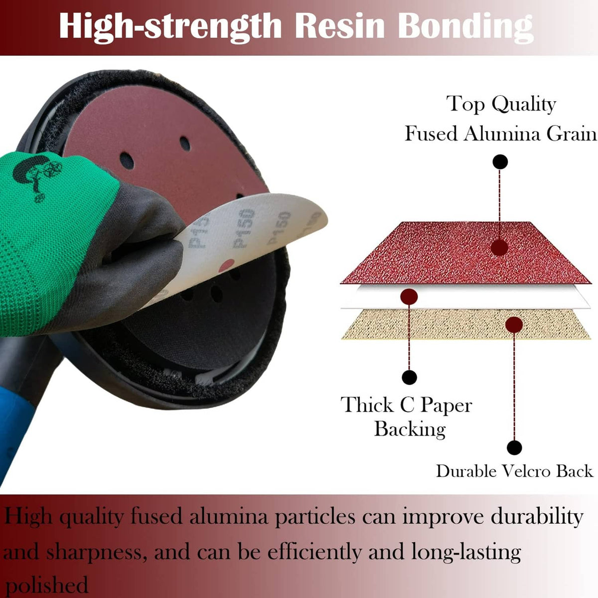 Red drywall sanding discs with six holes, showing stacked layers