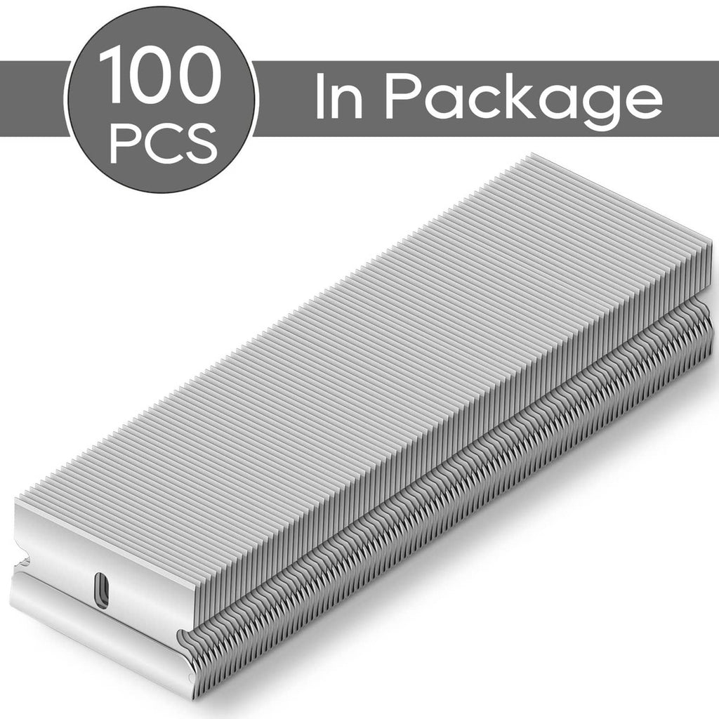 Stack of 100 single-edge razor blades in package