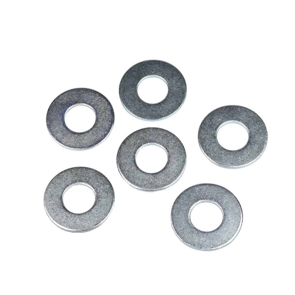 Steel flat washers with center holes, set of six