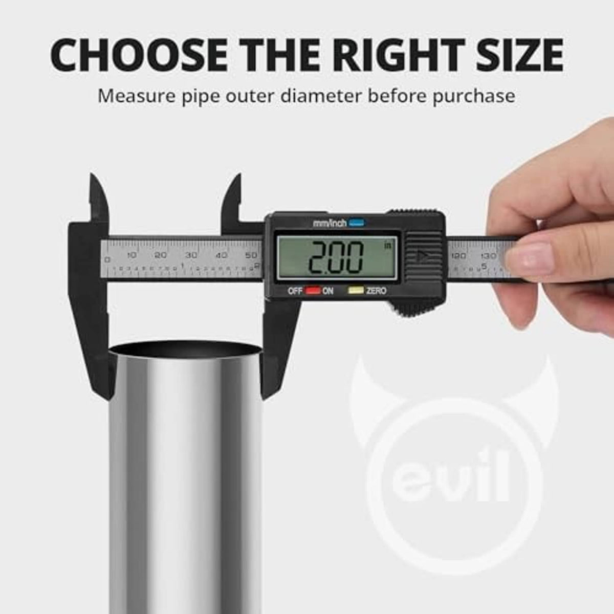 Exhaust clamp sleeve coupler being measured with a digital caliper tool