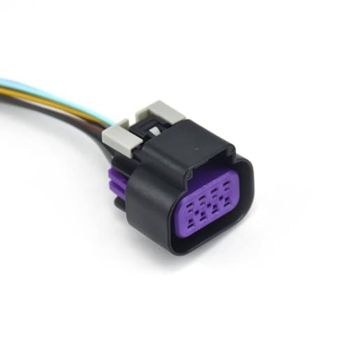 8-wire throttle body connector pigtail with purple socket and black latch