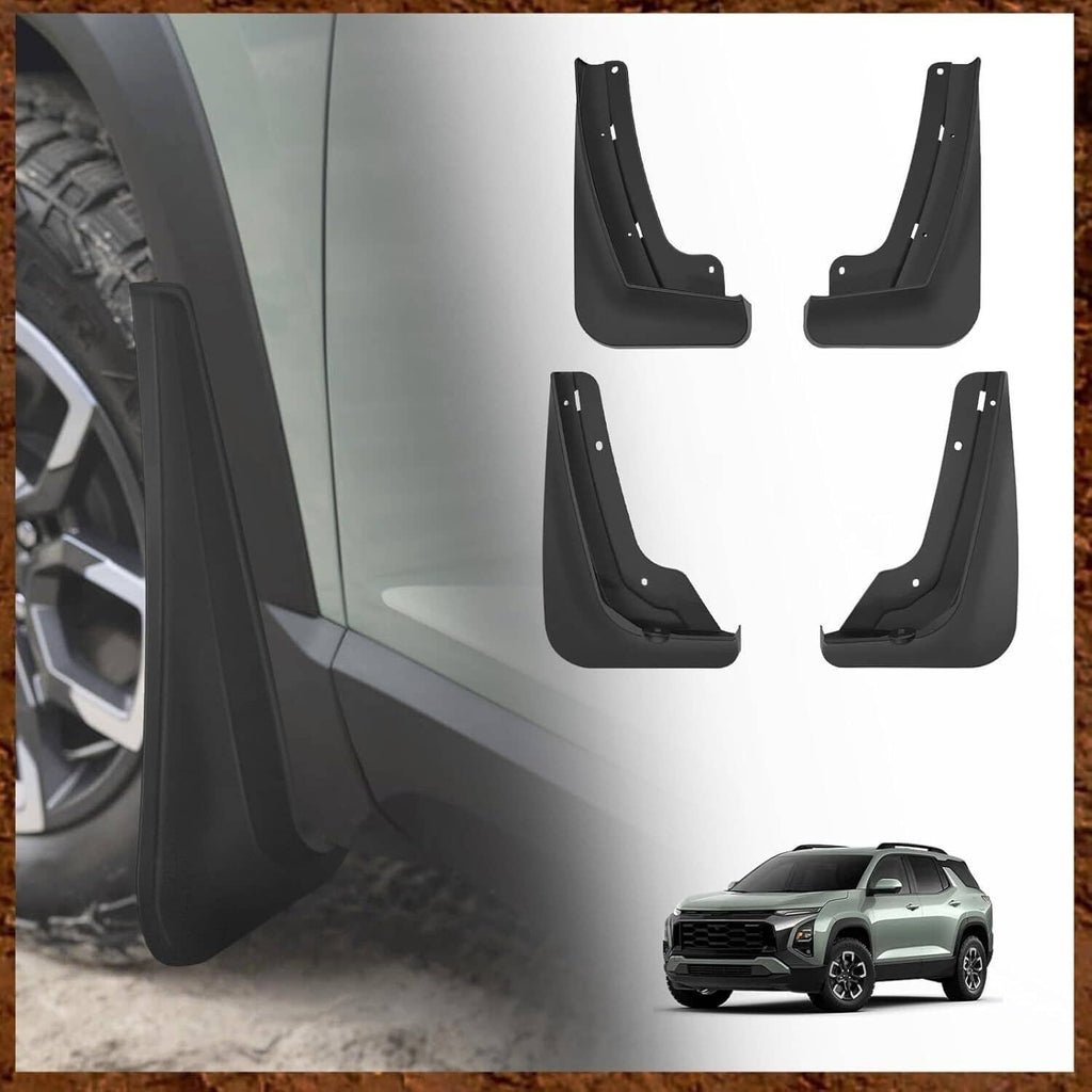 Set of four black front and rear mud flaps for vehicle fenders
