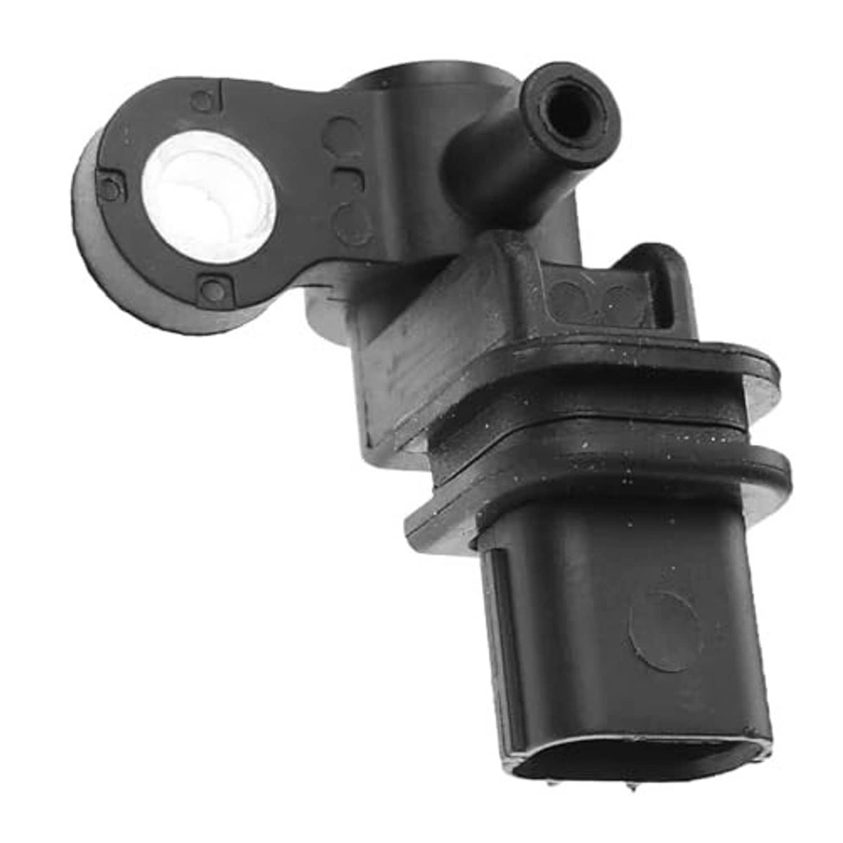 Black crankshaft position sensor with angled housing and connector tip