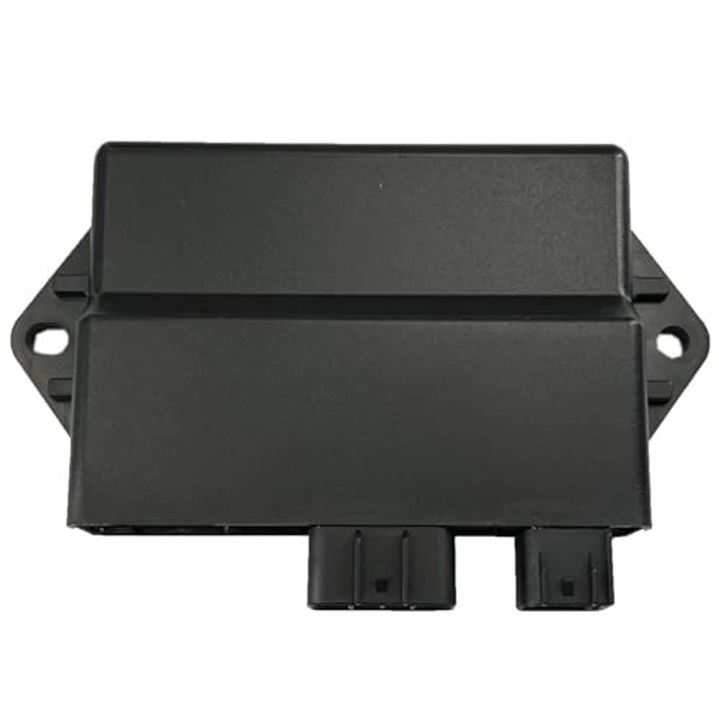 Black CDI ignitor module with side mounting holes and two lower plug connectors.