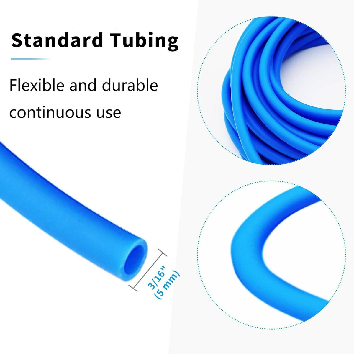 Blue 3/16in air hose tubing, coiled length with smooth flexible wall