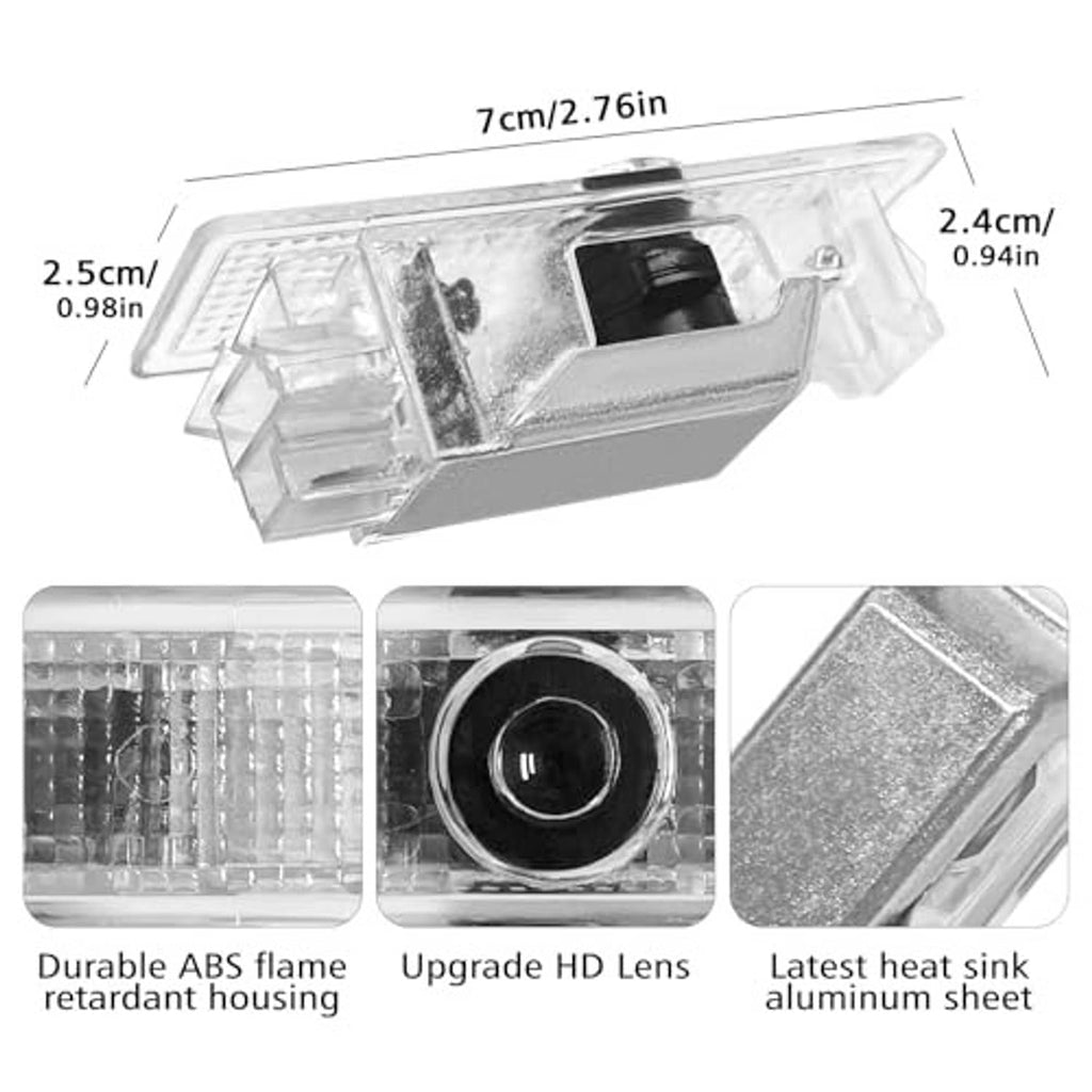Clear rectangular LED projector module with lens, housing, and heat sink