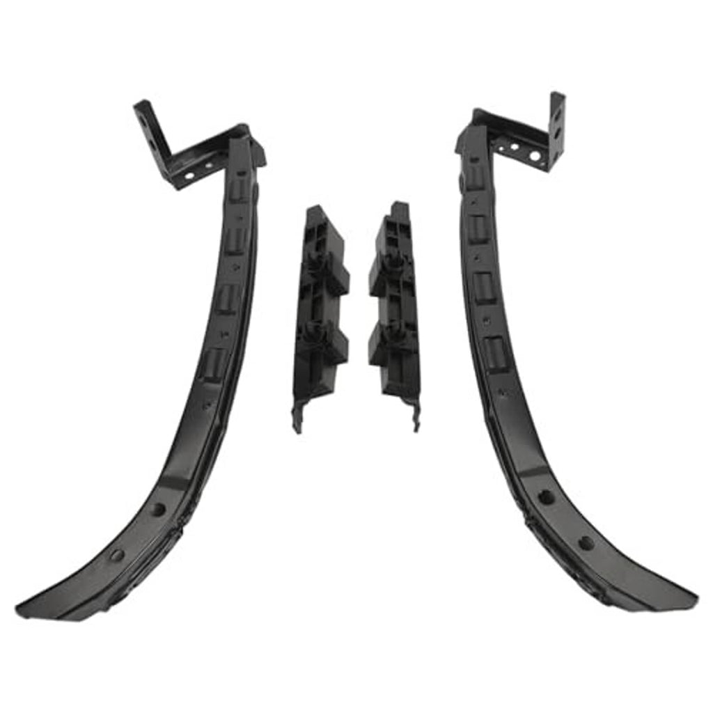 Black front bumper bracket mount retainer set with curved support bars and mounting clips