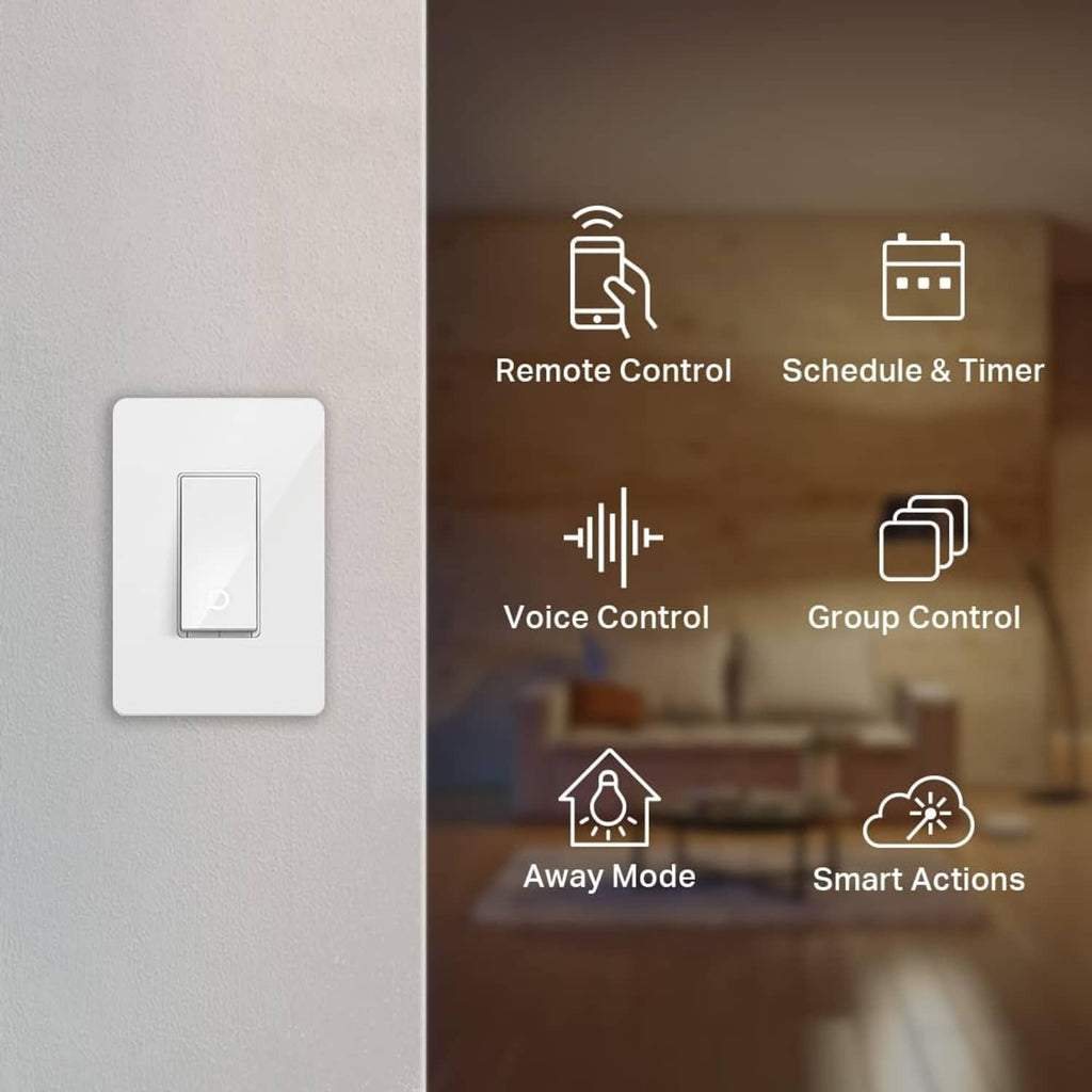 White single-pole smart light switch with toggle and small round status light