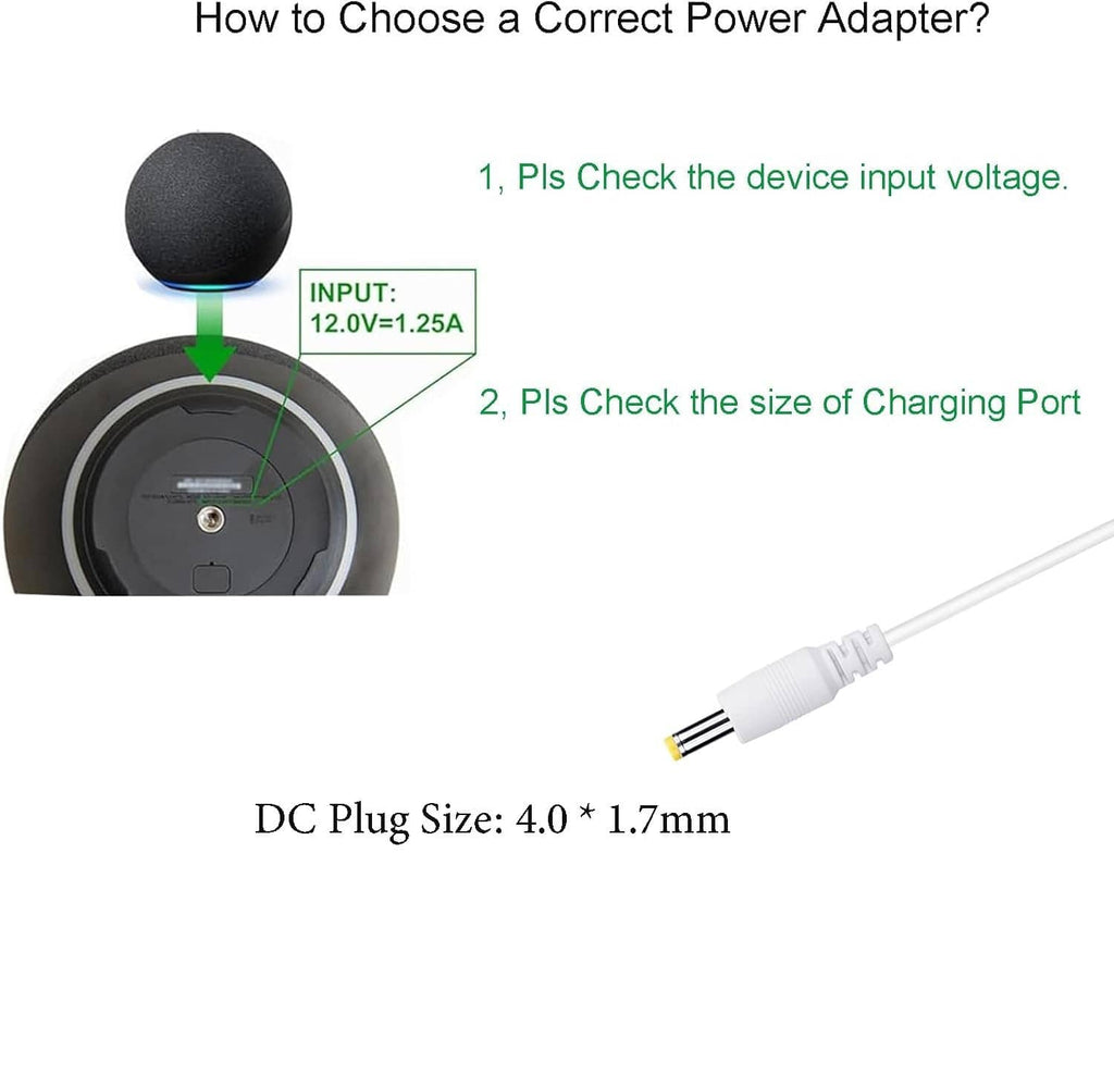White charging cable with DC barrel connector and small prong plug tip