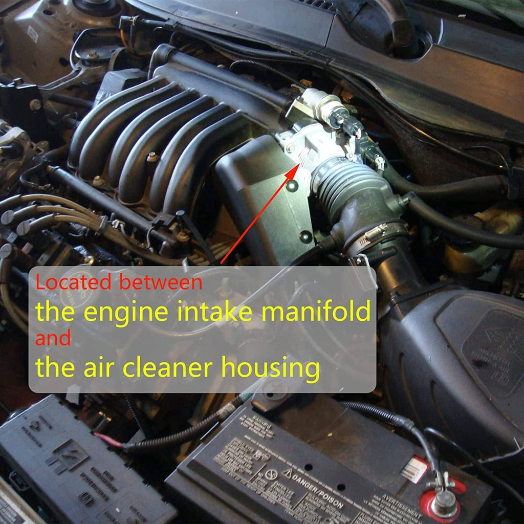 Throttle body location between engine intake manifold and air cleaner housing