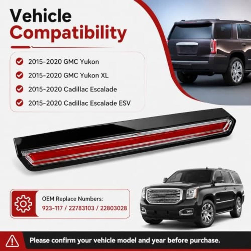 LED 3rd brake light bar with red lens and black housing, side view