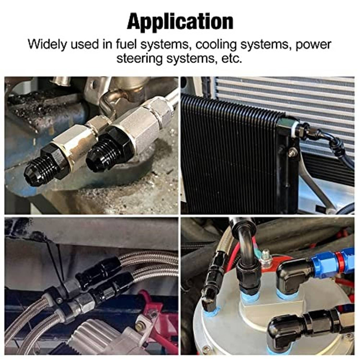 Adapter fitting installed on vehicle system components with braided lines and fittings