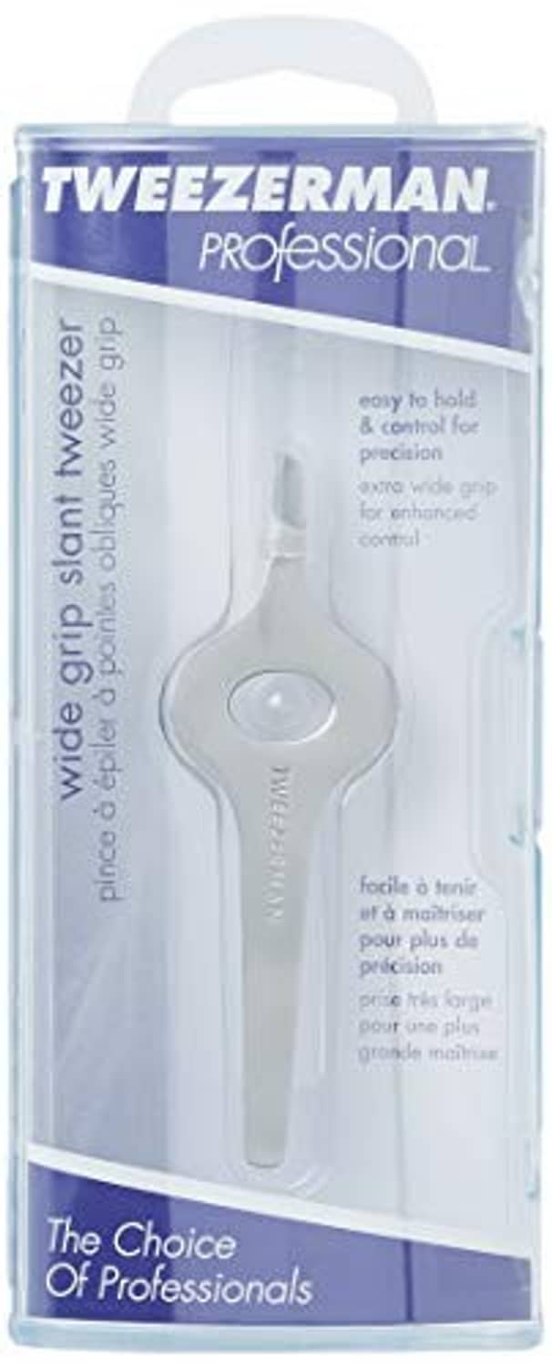 Tweezerman Professional wide grip slant tweezer in retail blister package