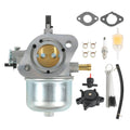 Carburetor kit with metal carburetor body, gaskets, jets, filter, hoses, and spark plug
