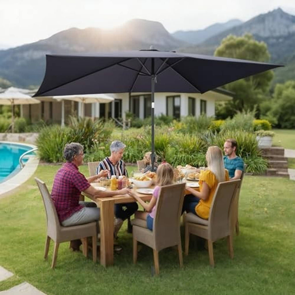 Dark gray rectangular patio umbrella replacement canopy for outdoor shade
