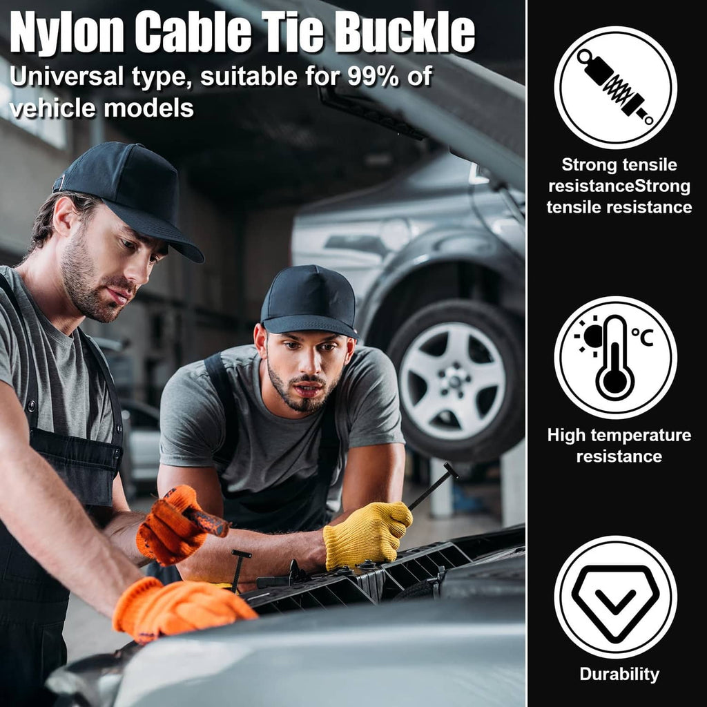 Nylon cable tie buckle for vehicles with strong tensile and high-temperature resistance