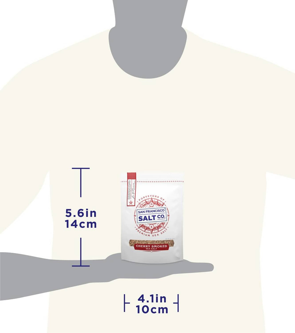Fine-grain cherrywood smoked sea salt pouch, small white 5 oz bag