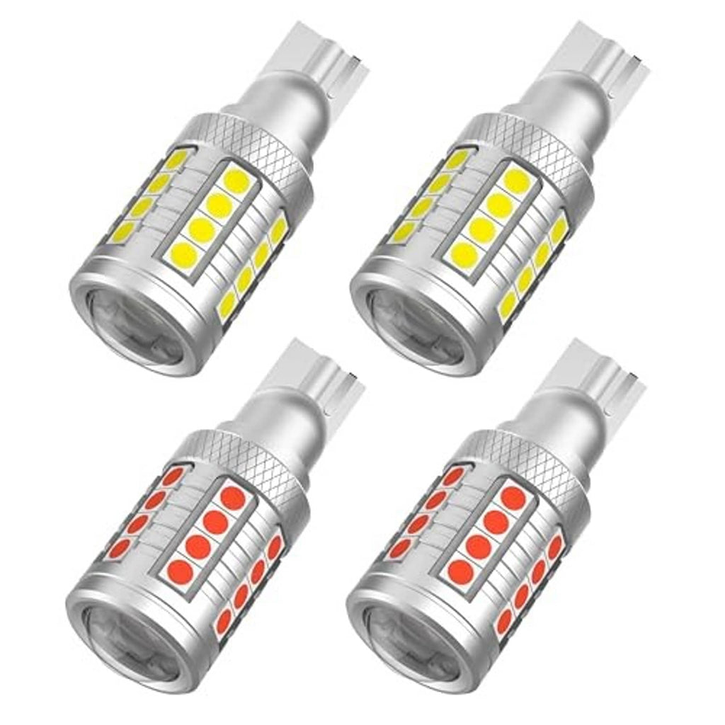 LED light bulbs set, silver base with yellow LED strips and red LED strip versions
