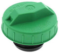 Green diesel fuel tank cap with warning text and central M logo