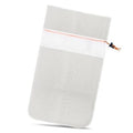 White fine-mesh replacement debris bag with red seam and connector wires