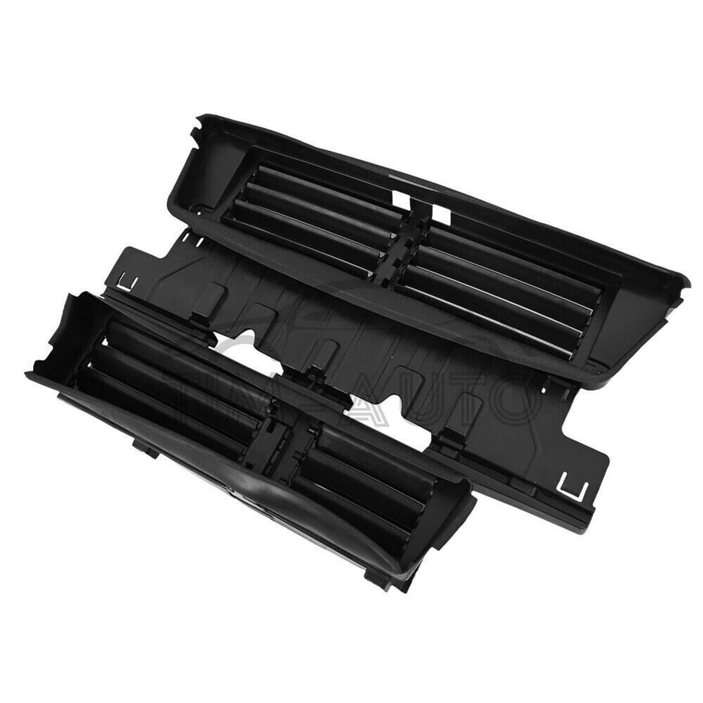 Radiator active grille shutter with motor, angled view of black slat assembly